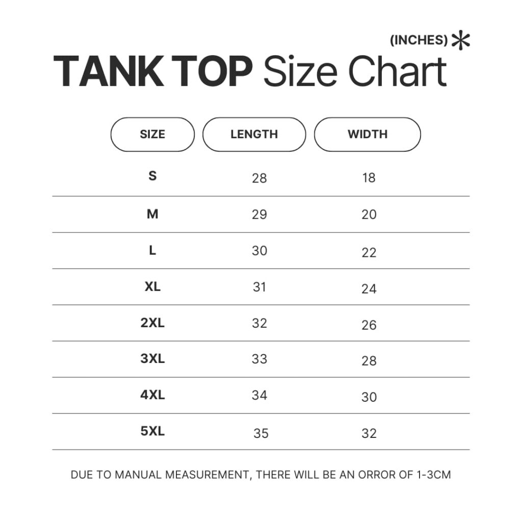 Tank Top Size Chart - Border Collie Gifts